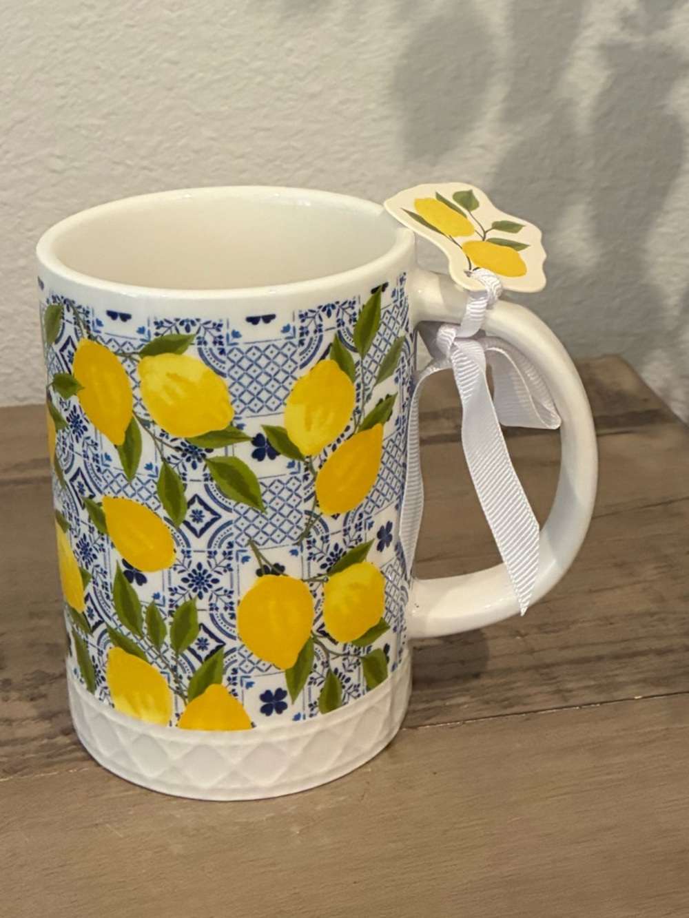 Lemons and Blue White Tiles mug.